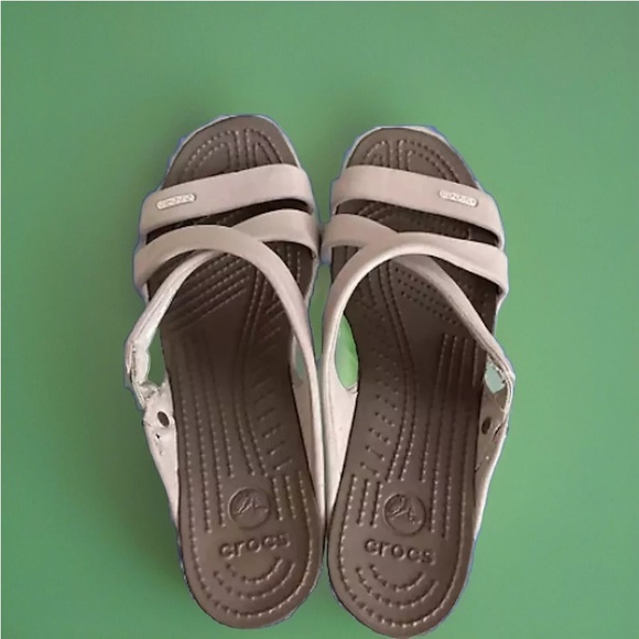 Crocs Womens Cyprus IV Gray/brown Two Tone 4” Heel Comfort Sandals Shoes Size 8 - Picture 6 of 12